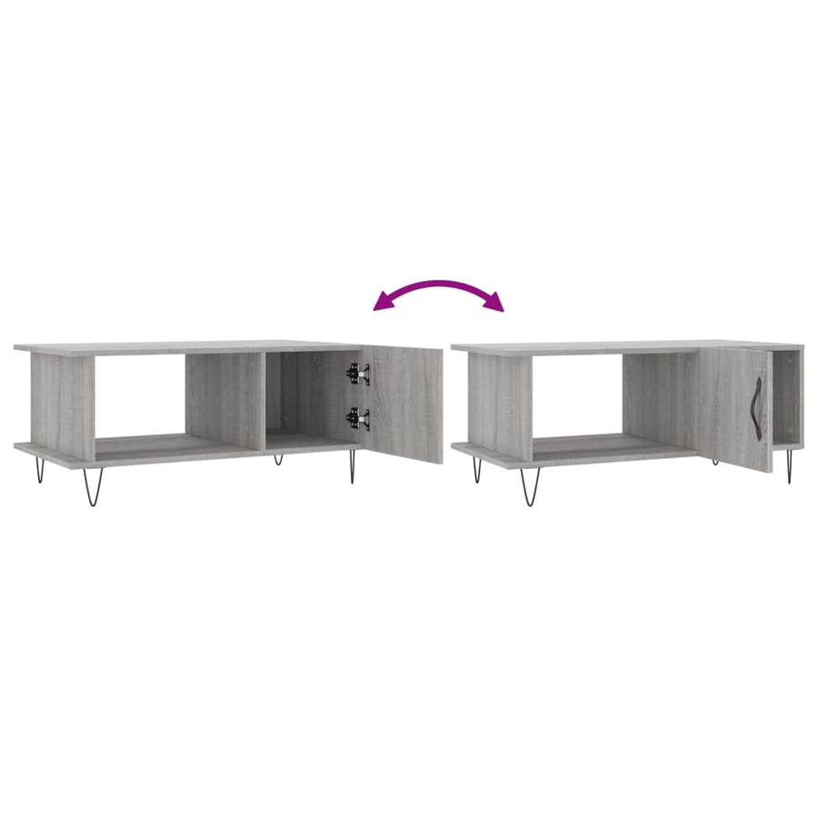 Salontafel 90X50X40 Cm Bewerkt Hout Eikenkleurig Grijs sonoma