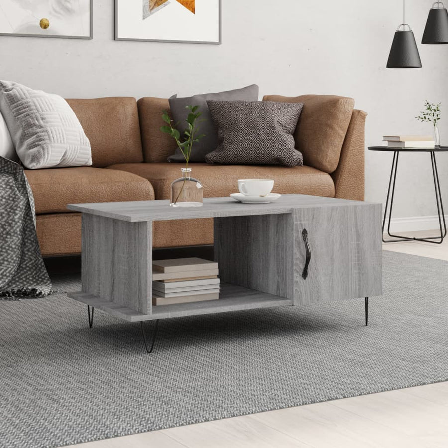 Salontafel 90X50X40 Cm Bewerkt Hout Eikenkleurig Grijs sonoma
