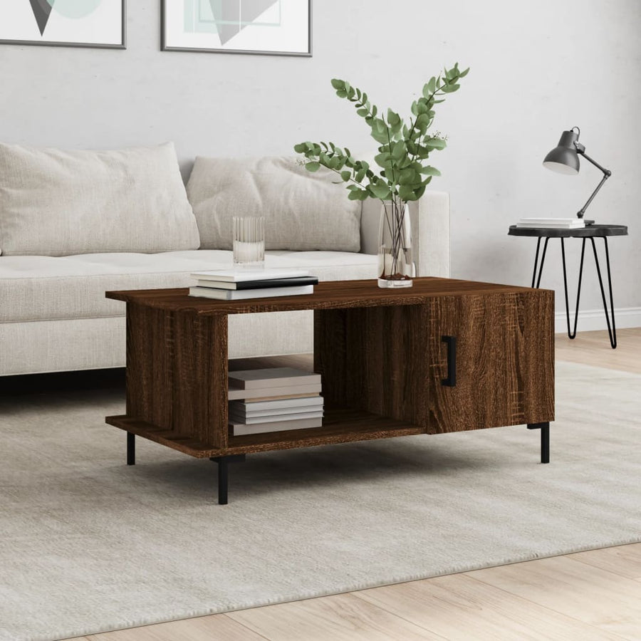 Salontafel 90X50X40 Cm Bewerkt Hout Bruin Eikenkleur Bruineiken