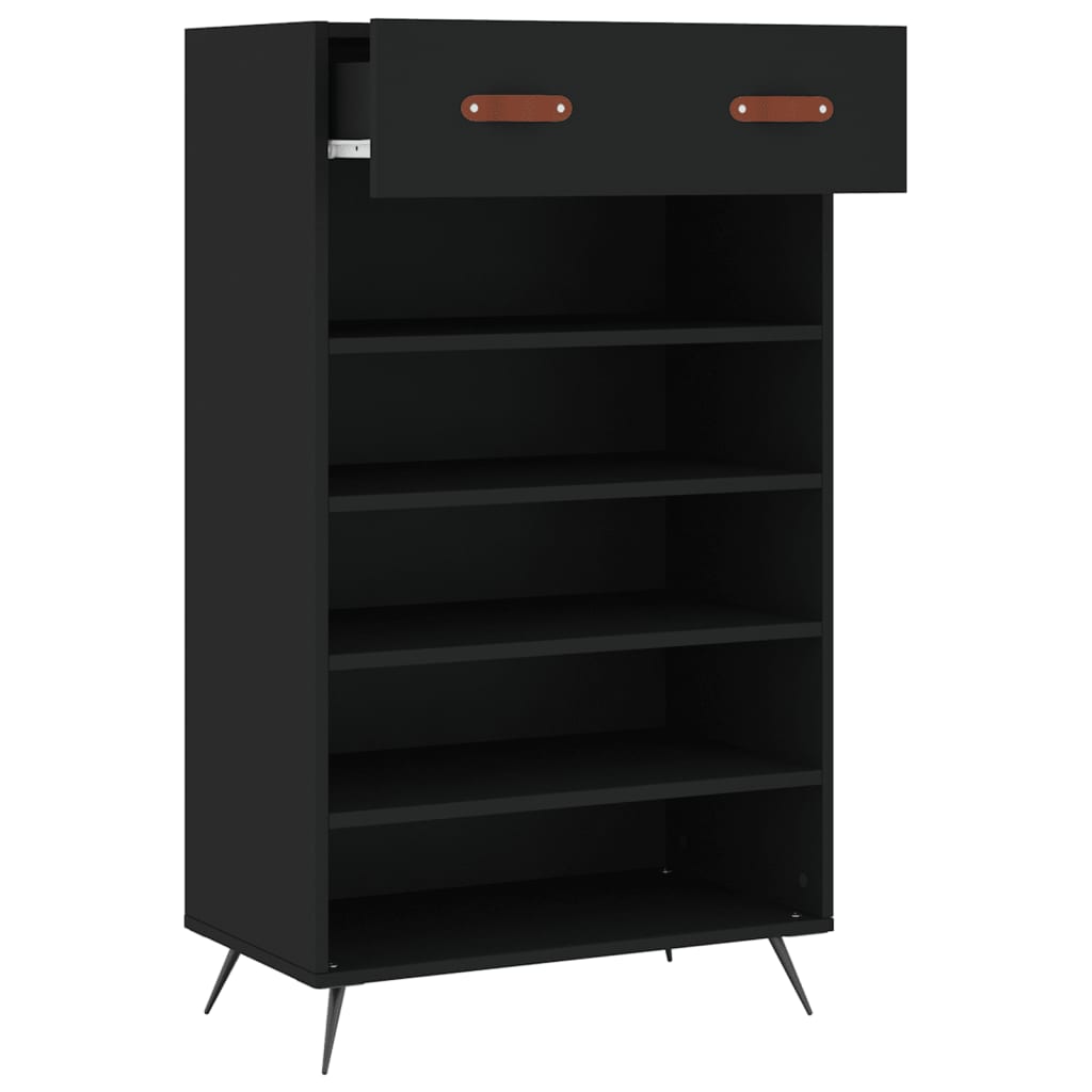 Schoenenkast 60X35X105 Cm Bewerkt Hout Zwart