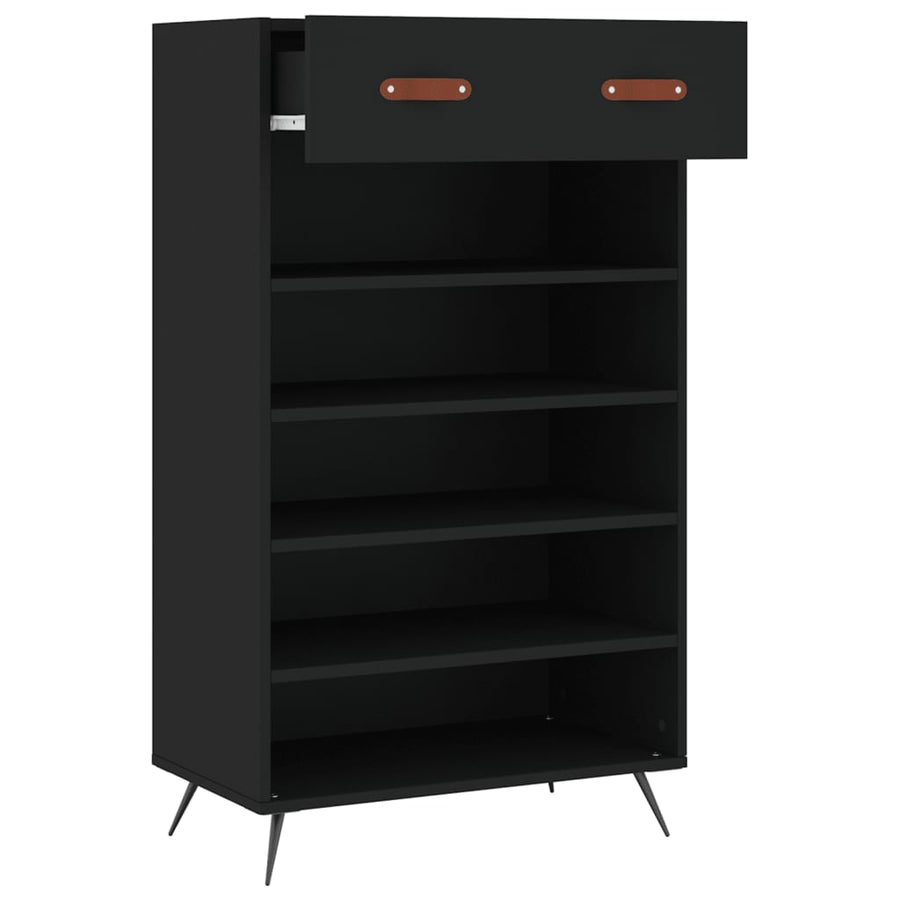 Schoenenkast 60X35X105 Cm Bewerkt Hout Zwart