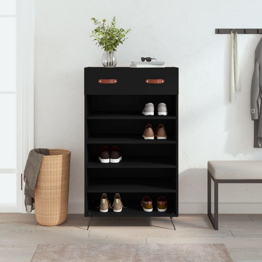Schoenenkast 60X35X105 Cm Bewerkt Hout Zwart