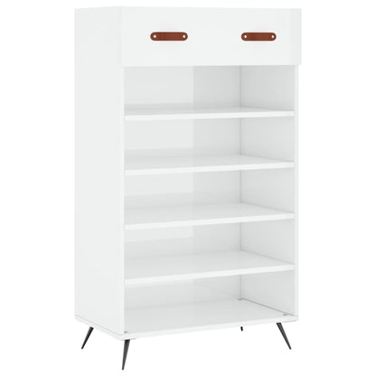Schoenenkast 60X35X105 Cm Bewerkt Hout Hoogglans Wit