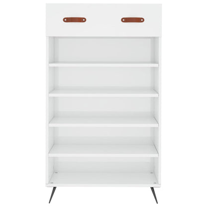 Schoenenkast 60X35X105 Cm Bewerkt Hout Hoogglans Wit