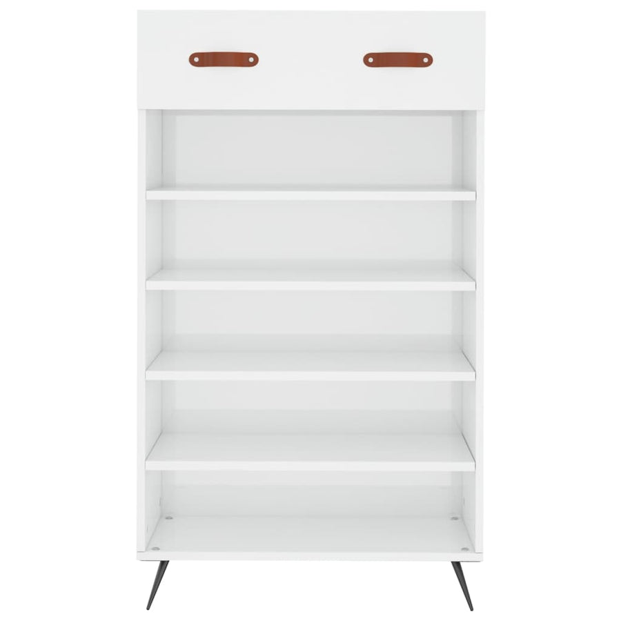 Schoenenkast 60X35X105 Cm Bewerkt Hout Hoogglans Wit