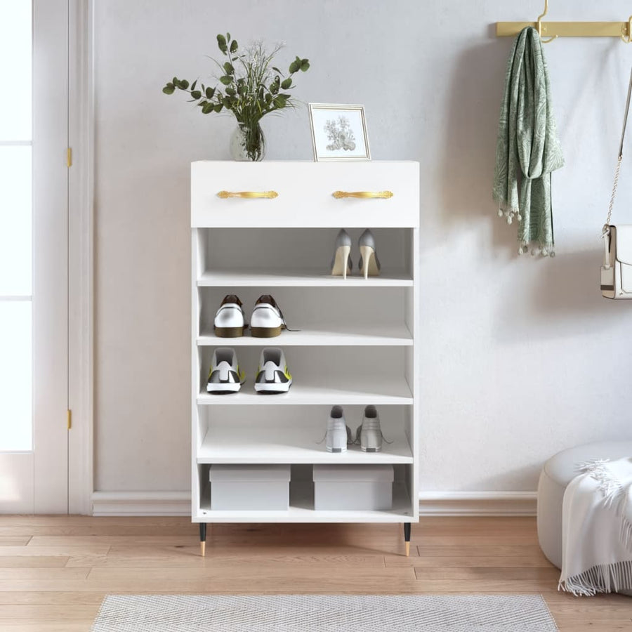 Schoenenkast 60X35X105 Cm Bewerkt Hout Wit