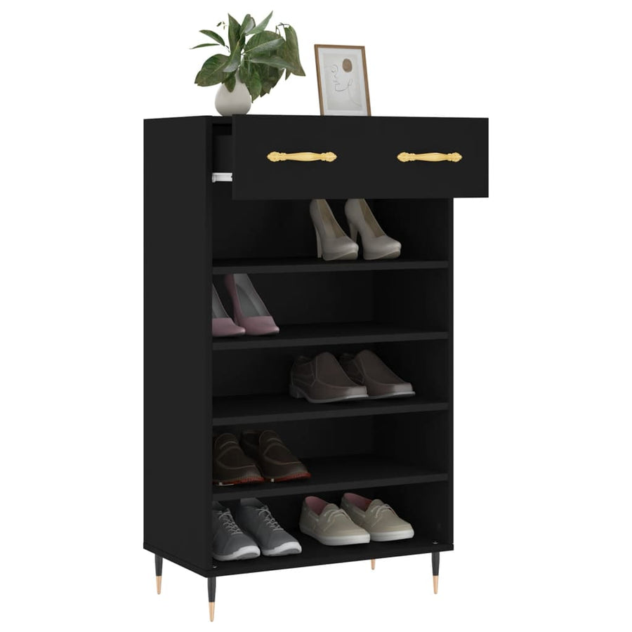 Schoenenkast 60X35X105 Cm Bewerkt Hout Zwart