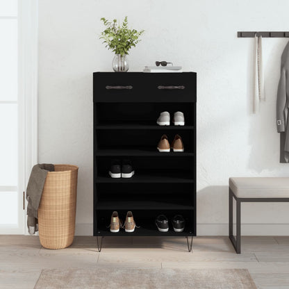 Schoenenkast 60X35X105 Cm Bewerkt Hout Zwart