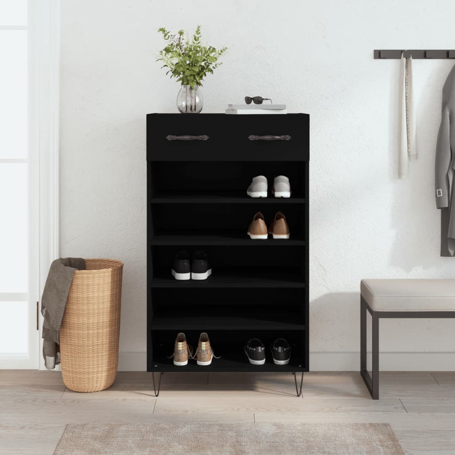 Schoenenkast 60X35X105 Cm Bewerkt Hout Zwart