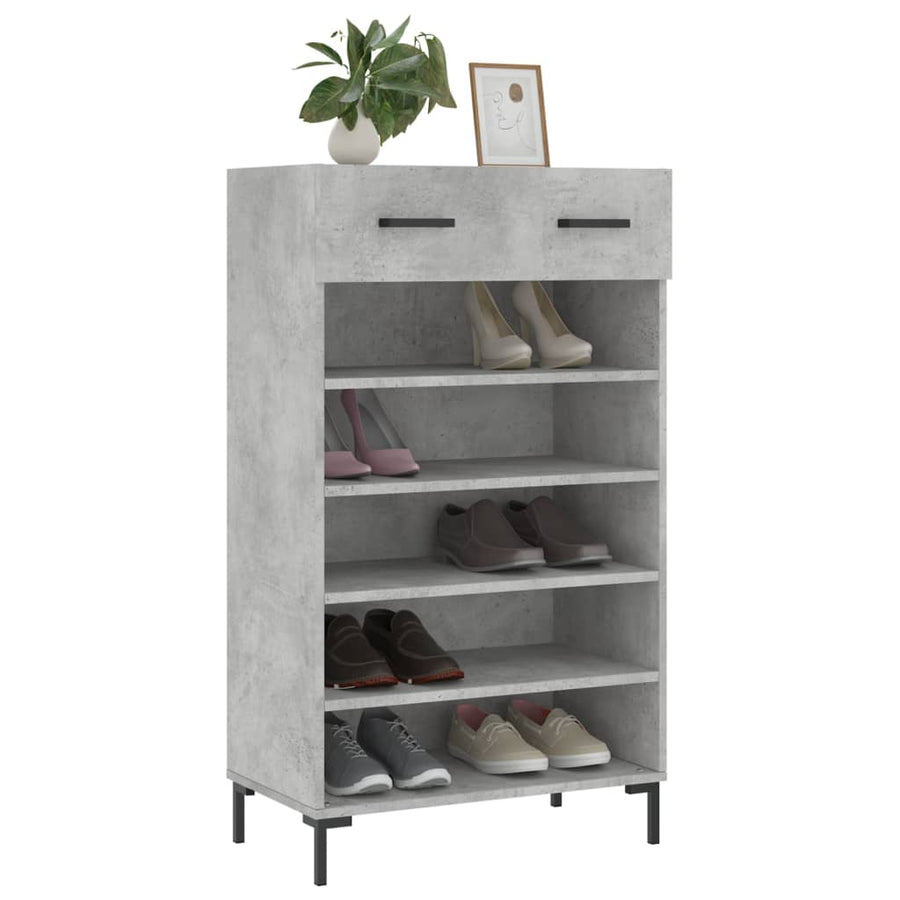 Schoenenkast 60X35X105 Cm Bewerkt Hout Betongrijs