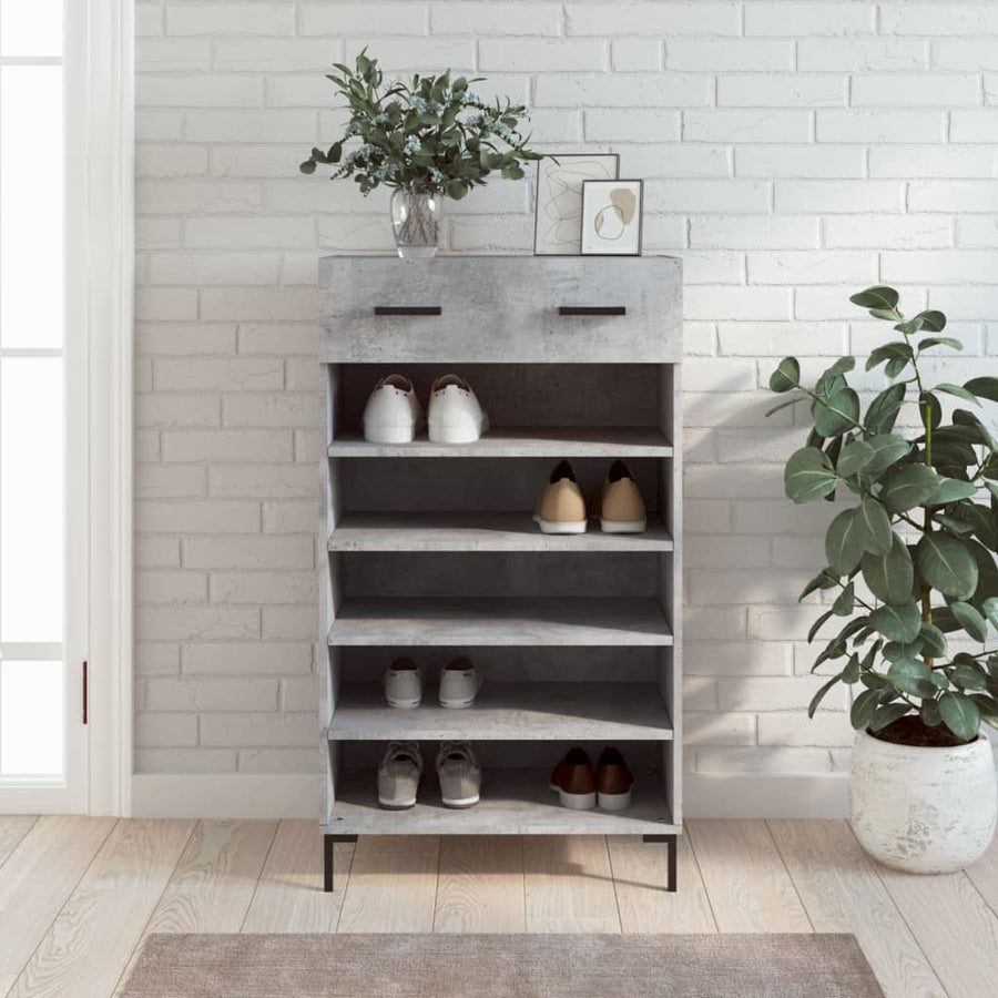 Schoenenkast 60X35X105 Cm Bewerkt Hout Betongrijs