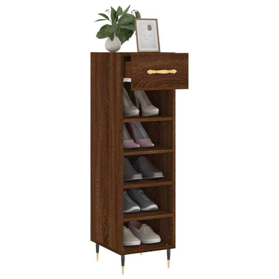 Schoenenkast 30X35X105 Cm Bewerkt Hout Bruin Eikenkleur