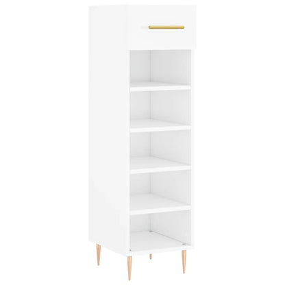 Schoenenkast 30X35X105 Cm Bewerkt Hout Hoogglans Wit