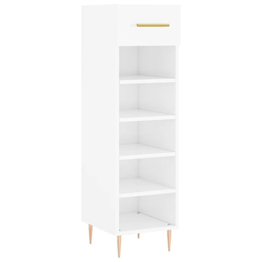 Schoenenkast 30X35X105 Cm Bewerkt Hout Hoogglans Wit
