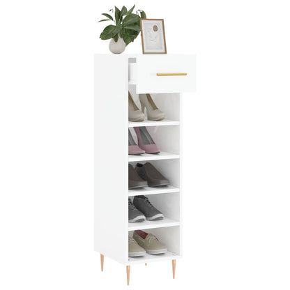 Schoenenkast 30X35X105 Cm Bewerkt Hout Hoogglans Wit