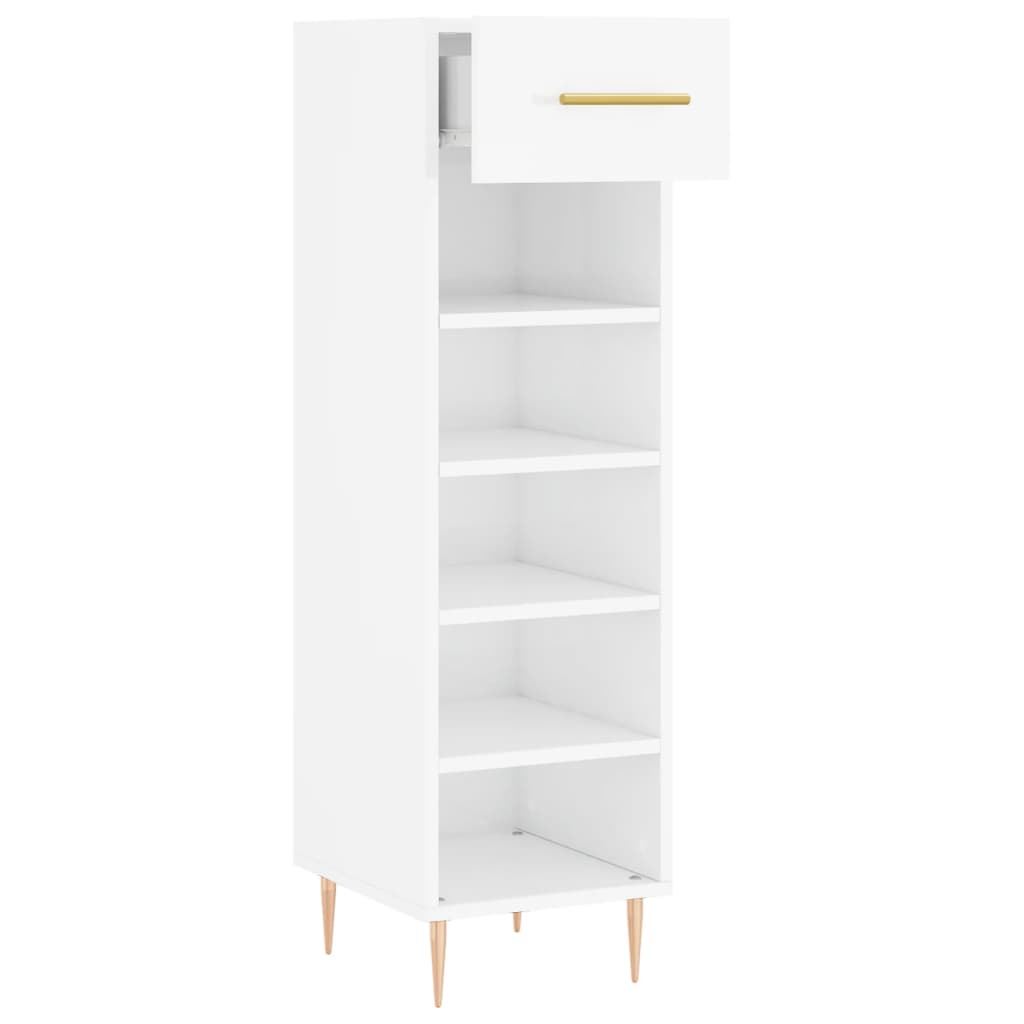 Schoenenkast 30X35X105 Cm Bewerkt Hout Hoogglans Wit