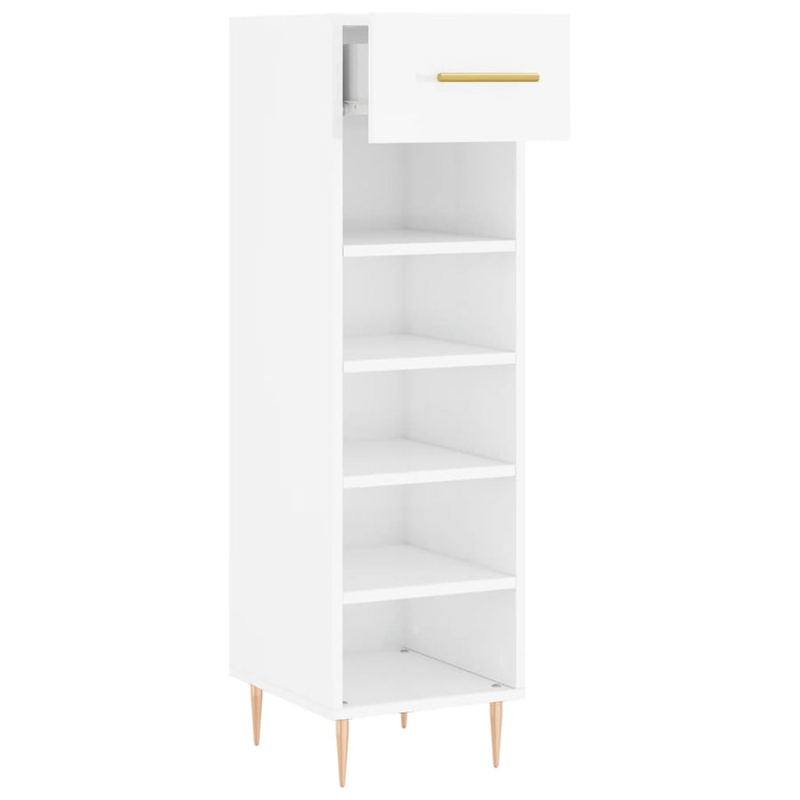 Schoenenkast 30X35X105 Cm Bewerkt Hout Hoogglans Wit