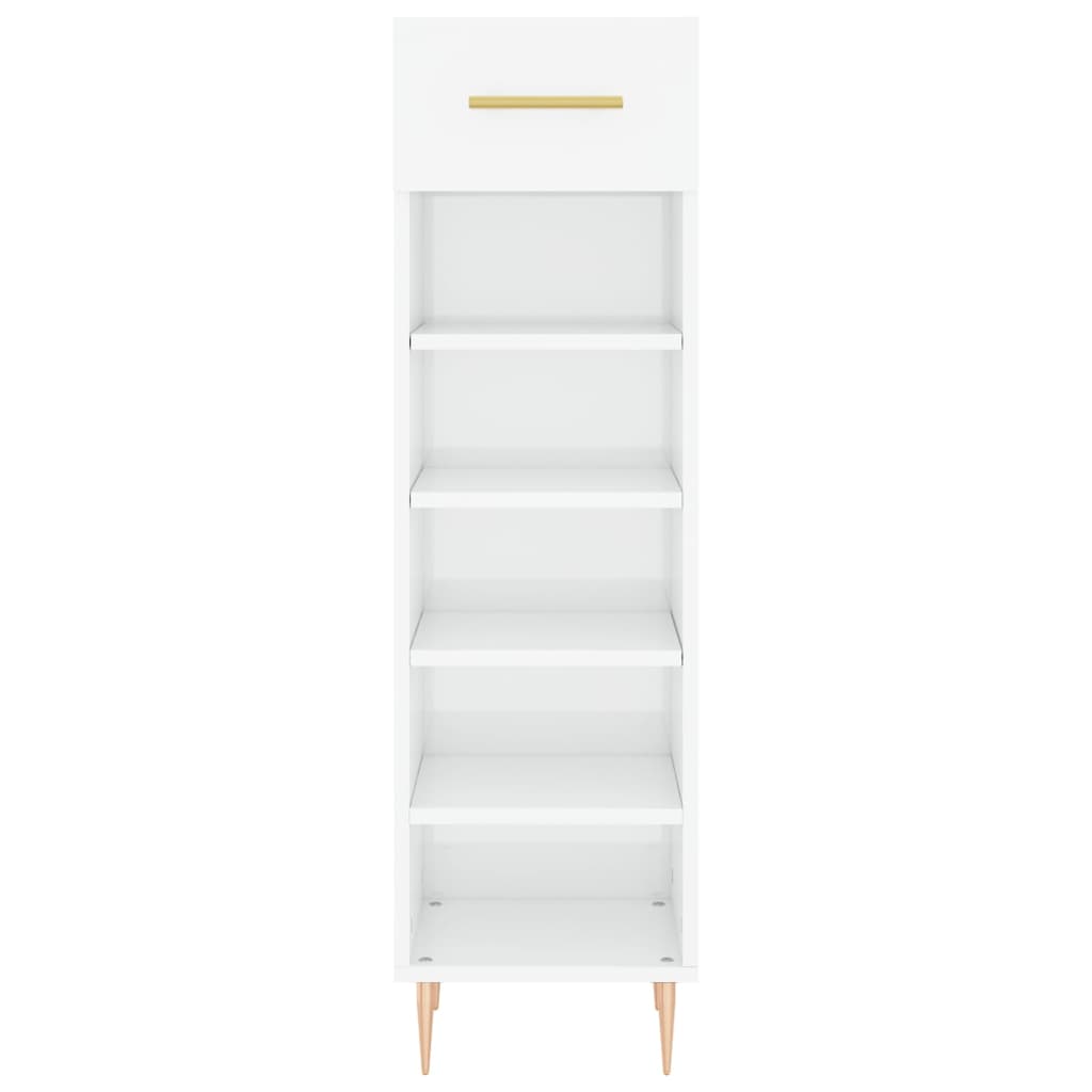 Schoenenkast 30X35X105 Cm Bewerkt Hout Hoogglans Wit