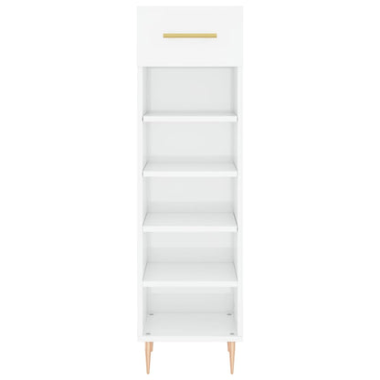 Schoenenkast 30X35X105 Cm Bewerkt Hout Hoogglans Wit