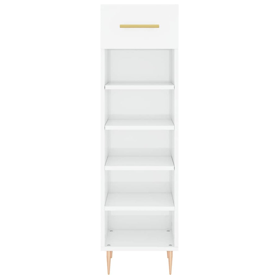 Schoenenkast 30X35X105 Cm Bewerkt Hout Hoogglans Wit