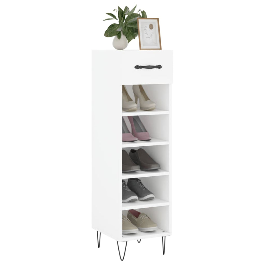 Schoenenkast 30X35X105 Cm Bewerkt Hout Wit