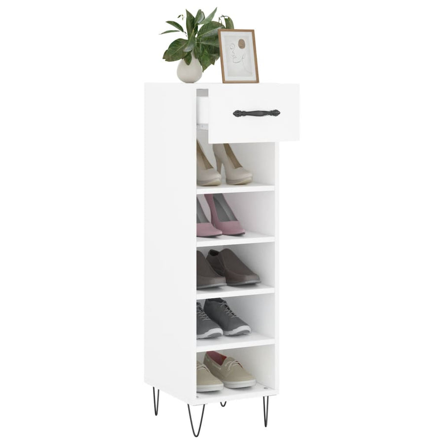 Schoenenkast 30X35X105 Cm Bewerkt Hout Wit