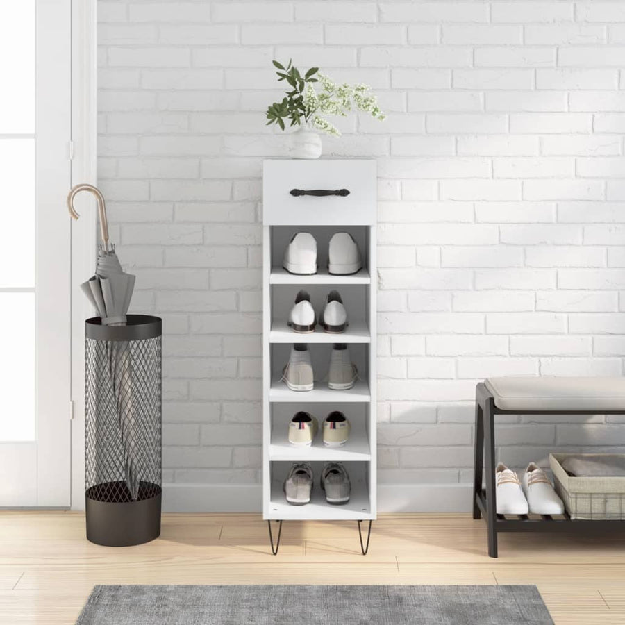 Schoenenkast 30X35X105 Cm Bewerkt Hout Wit