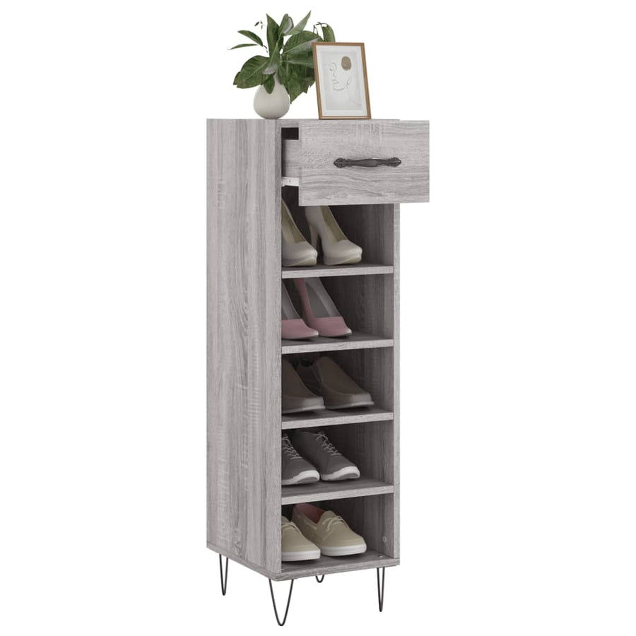 Schoenenkast 30X35X105 Cm Bewerkt Hout Grijs Sonoma Eikenkleur