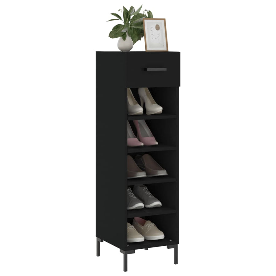Schoenenkast 30X35X105 Cm Bewerkt Hout Zwart