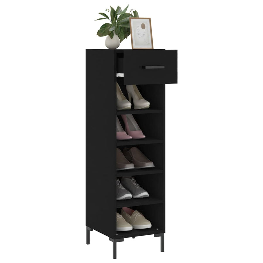 Schoenenkast 30X35X105 Cm Bewerkt Hout Zwart