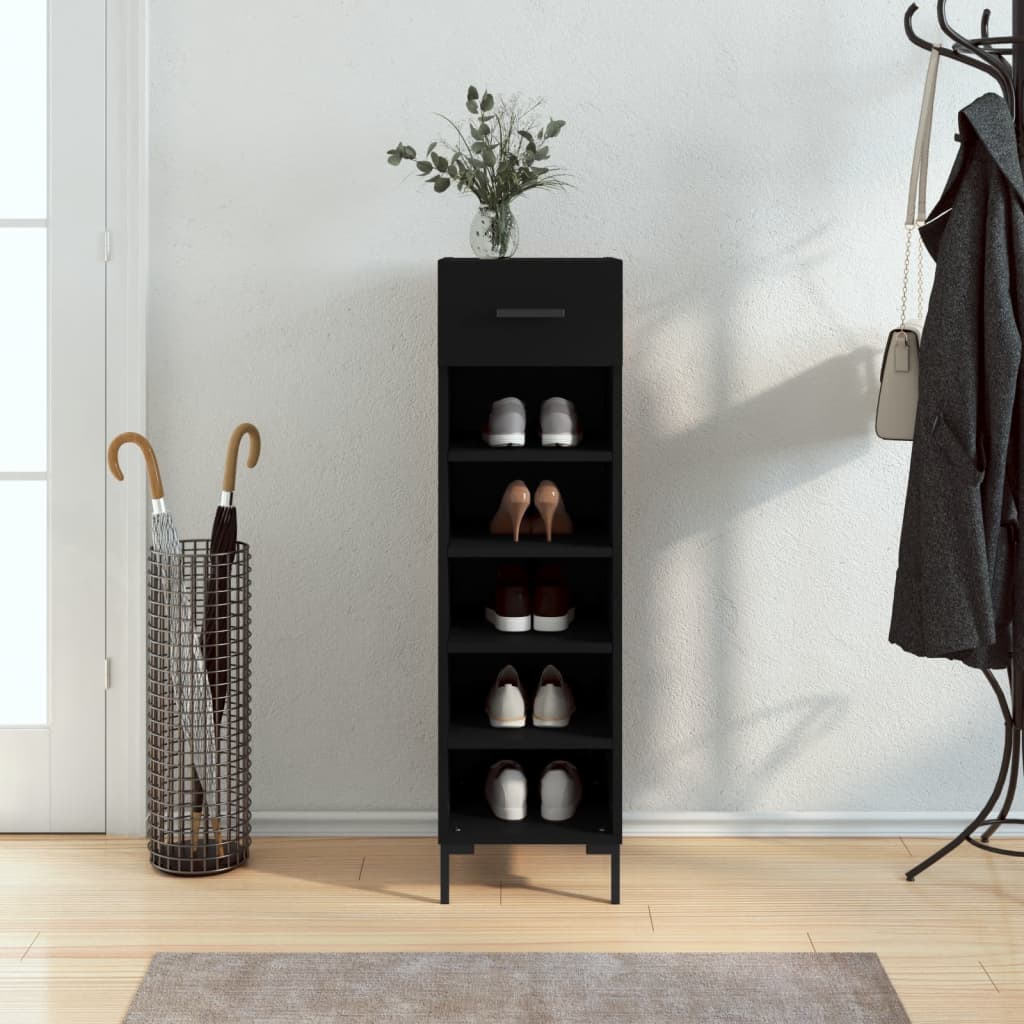 Schoenenkast 30X35X105 Cm Bewerkt Hout Zwart