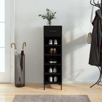 Schoenenkast 30X35X105 Cm Bewerkt Hout Zwart