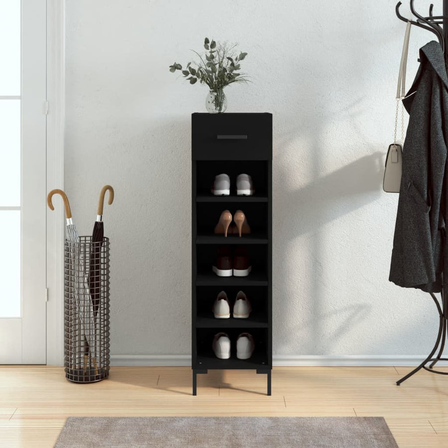 Schoenenkast 30X35X105 Cm Bewerkt Hout Zwart