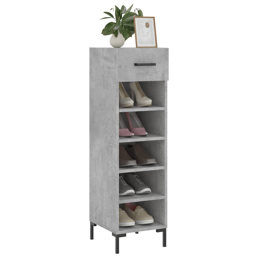 Schoenenkast 30X35X105 Cm Bewerkt Hout Betongrijs
