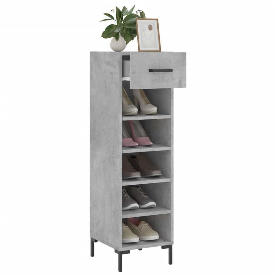 Schoenenkast 30X35X105 Cm Bewerkt Hout Betongrijs