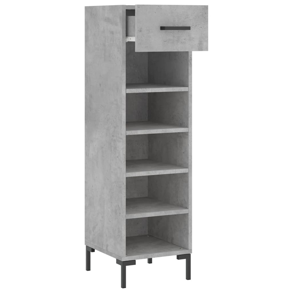 Schoenenkast 30X35X105 Cm Bewerkt Hout Betongrijs