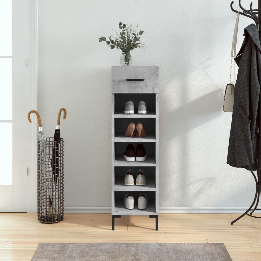 Schoenenkast 30X35X105 Cm Bewerkt Hout Betongrijs