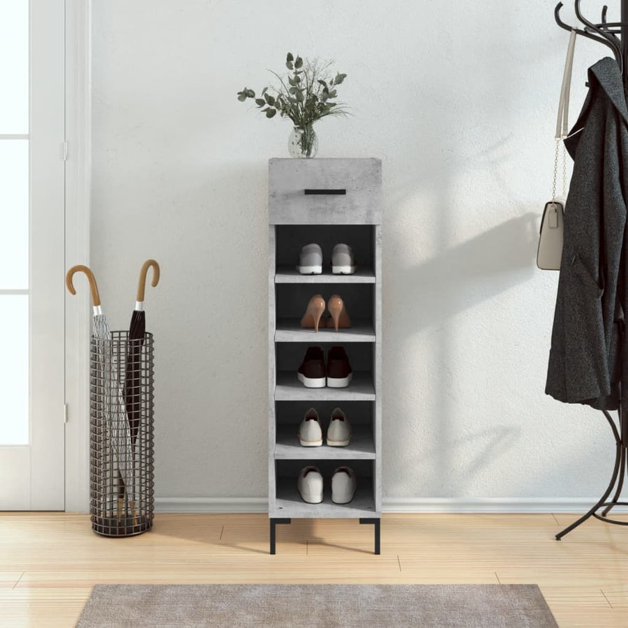 Schoenenkast 30X35X105 Cm Bewerkt Hout Betongrijs