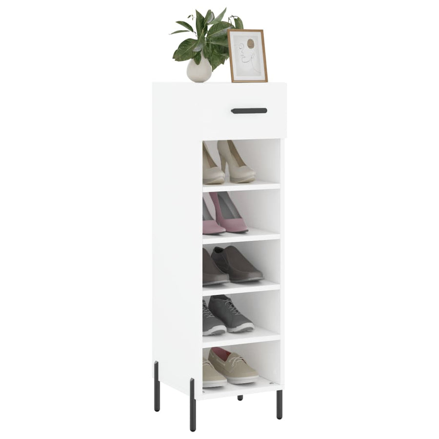 Schoenenkast 30X35X105 Cm Bewerkt Hout Wit