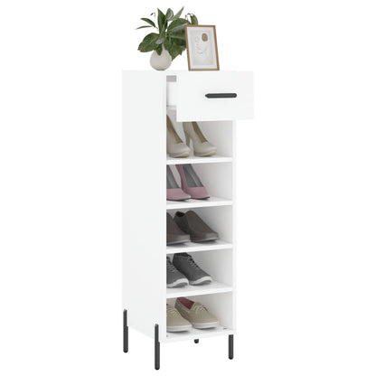 Schoenenkast 30X35X105 Cm Bewerkt Hout Wit