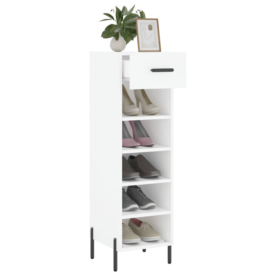 Schoenenkast 30X35X105 Cm Bewerkt Hout Wit