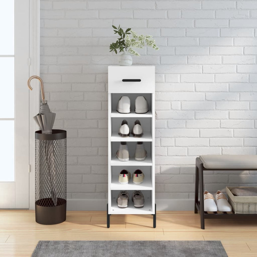 Schoenenkast 30X35X105 Cm Bewerkt Hout Wit