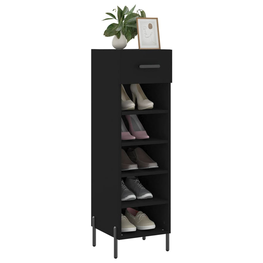 Schoenenkast 30X35X105 Cm Bewerkt Hout Zwart
