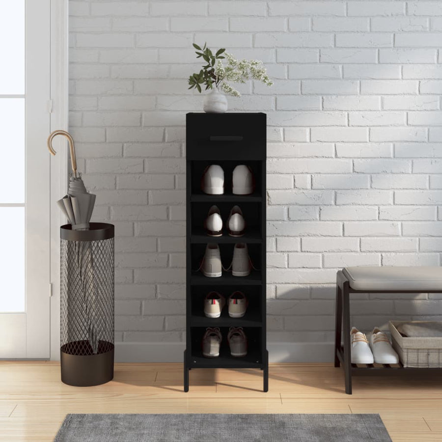 Schoenenkast 30X35X105 Cm Bewerkt Hout Zwart