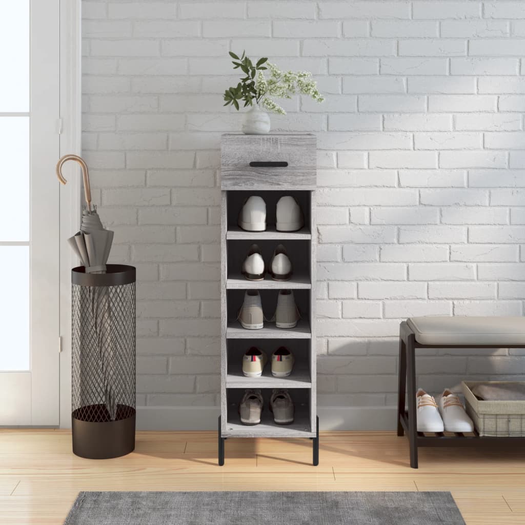 Schoenenkast 30X35X105 Cm Bewerkt Hout Grijs Sonoma Eikenkleur