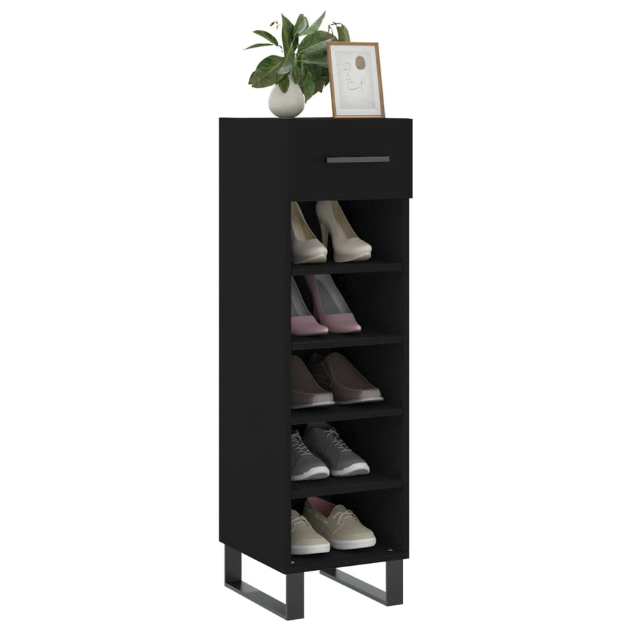 Schoenenkast 30X35X105 Cm Bewerkt Hout Zwart