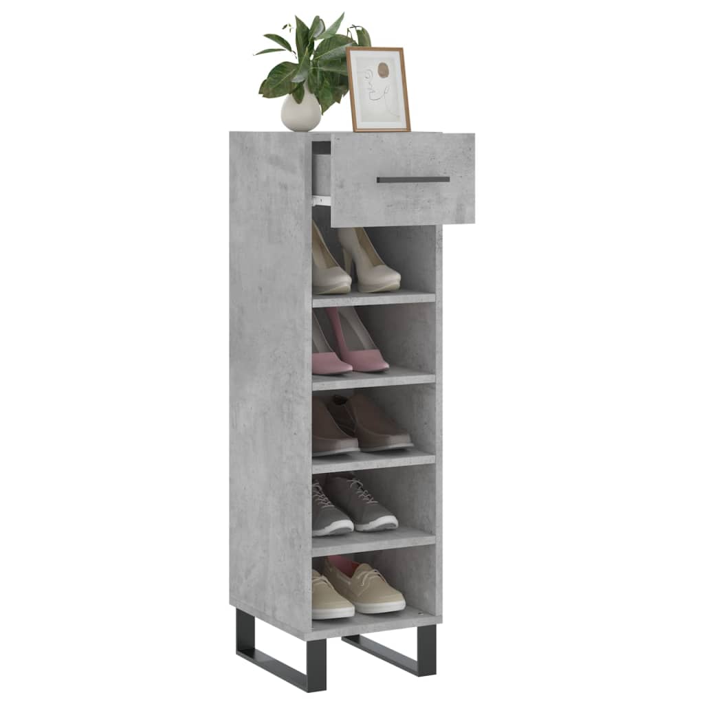 Schoenenkast 30X35X105 Cm Bewerkt Hout Betongrijs
