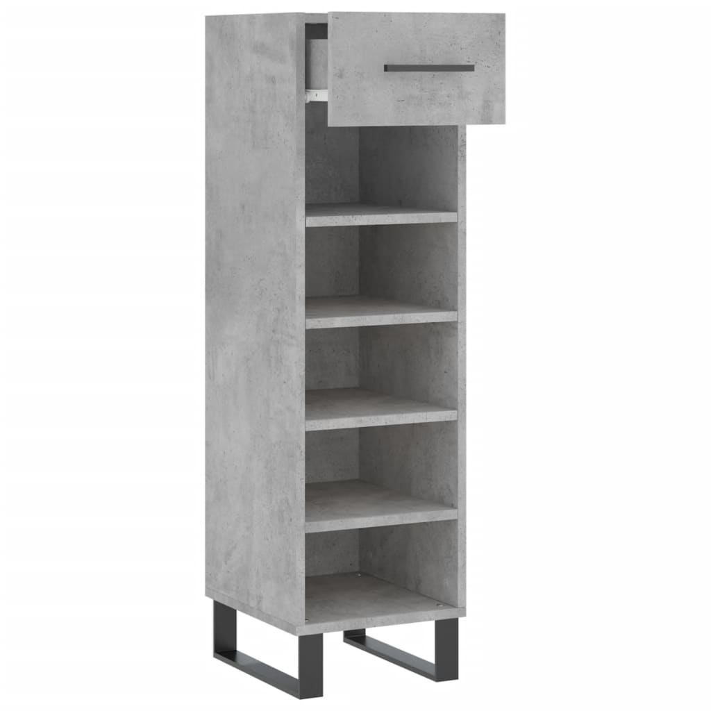 Schoenenkast 30X35X105 Cm Bewerkt Hout Betongrijs