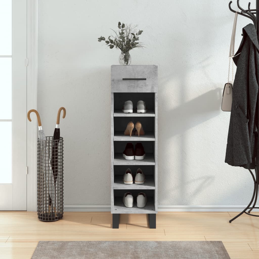 Schoenenkast 30X35X105 Cm Bewerkt Hout Betongrijs