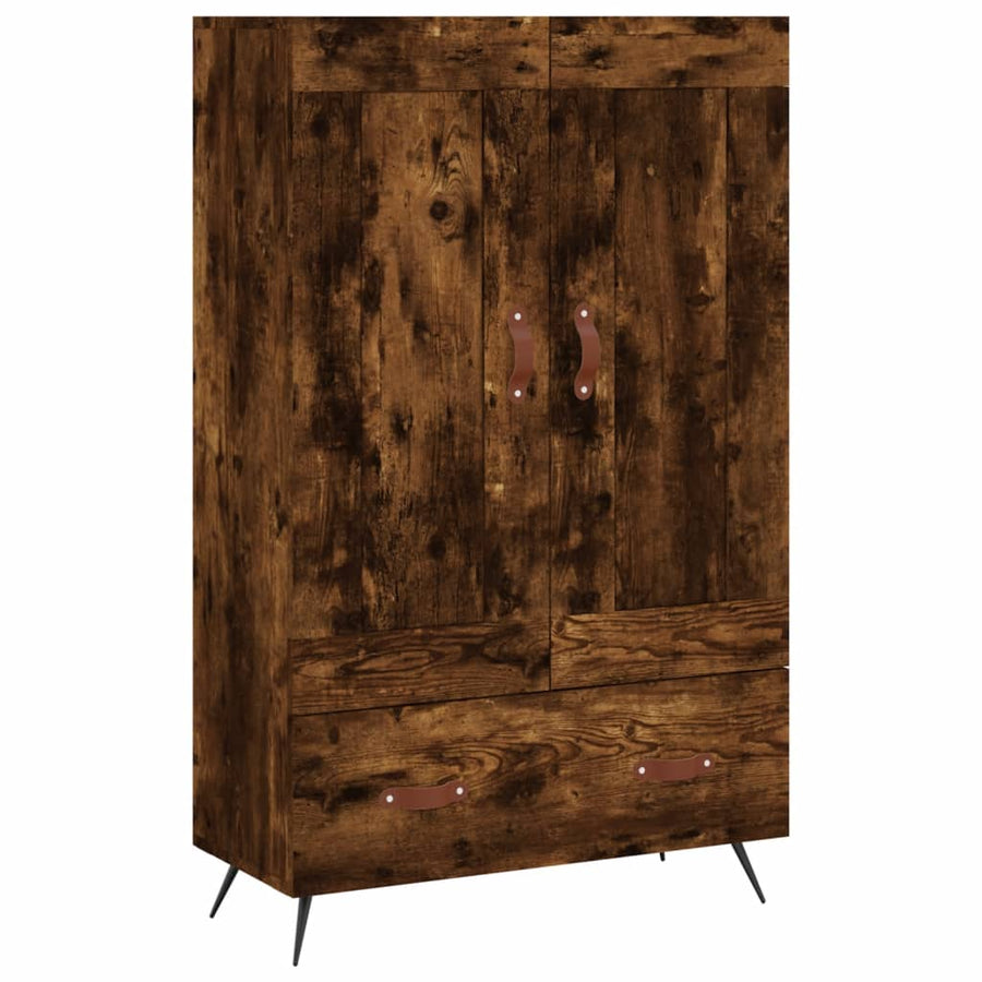 Hoge Kast 69,5X31X115 Cm Bewerkt Hout Gerookt Eikenkleurig
